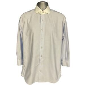 Robert Talbott Blue and White Contrast Collar Button Down Size L